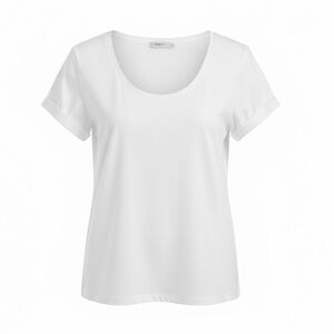 Felina Organic Cotton Stretch Basic Scoop Neck Short Sleeve Tee White Sz Medium